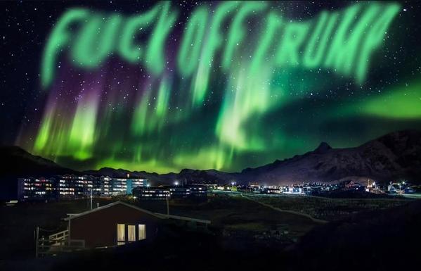 Northern Lights spelling "Fuck off Trump."