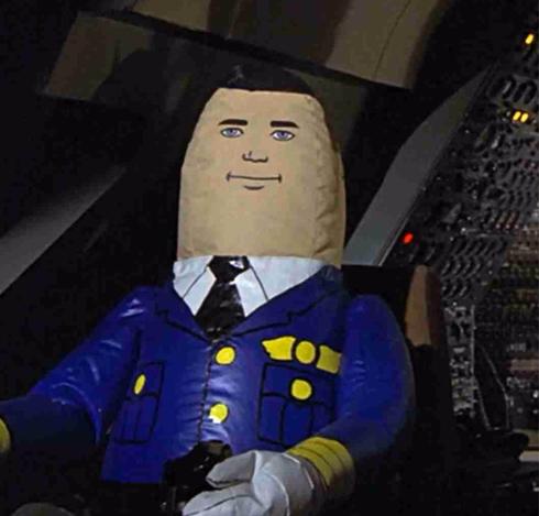 a large inflatable pilot from the movie "airplane"