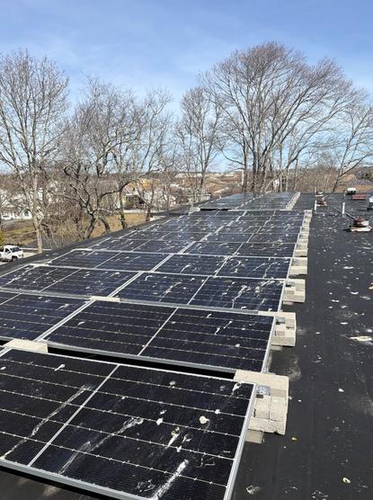 Solar panels covered with bird poop