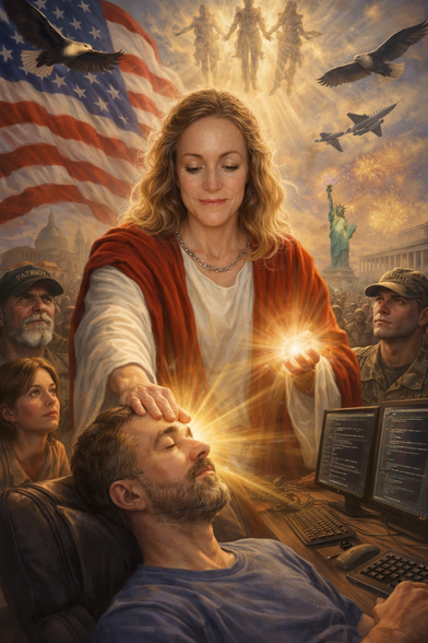 A parody of the trump Jesus ai generated photo where he's actually "just a doctor".