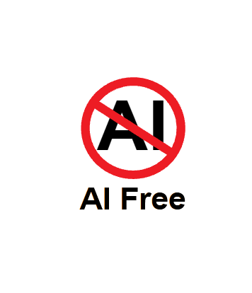 AI Free Logo red circle with slash with AI inside and Caption AI Free (small - 1.75 inch)