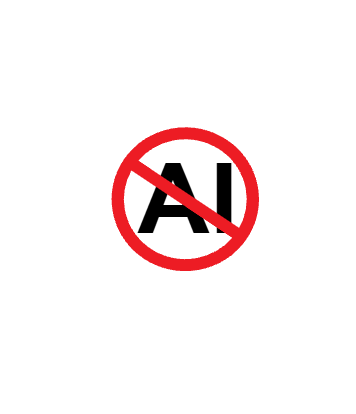 AI Free Logo red circle with slash with AI inside (small - 1.75 inch)