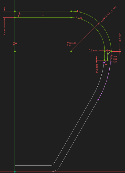 FreeCAD sketch editor view of the base and lid shapes -- profiles that can be rotated to create the strawberry body. Flat on the bottom so the container will stand. Flat on the top to allow easy gluing of the leaves and stem.